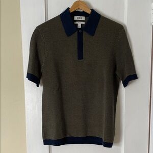 COS Two-Tone Polo Shirt in Olive and Navy
